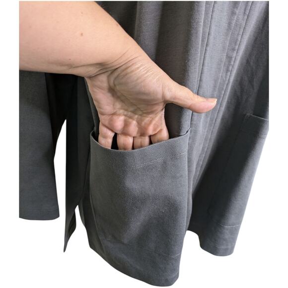 Eileen Fisher Organic Cotton Jersey High Collar Jacket Large Gray Neutral - Picture 5 of 11